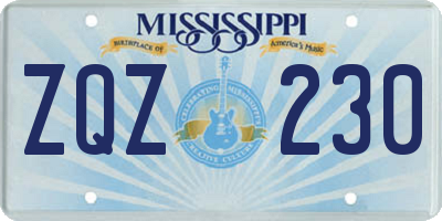 MS license plate ZQZ230