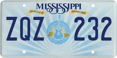 MS license plate ZQZ232