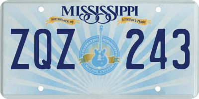 MS license plate ZQZ243