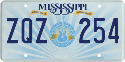 MS license plate ZQZ254
