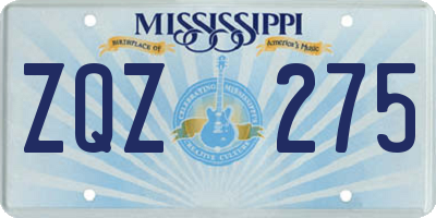 MS license plate ZQZ275
