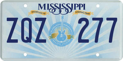 MS license plate ZQZ277