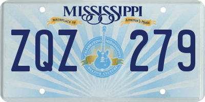 MS license plate ZQZ279
