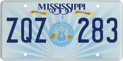 MS license plate ZQZ283