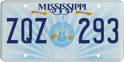 MS license plate ZQZ293