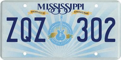 MS license plate ZQZ302
