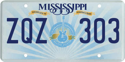 MS license plate ZQZ303