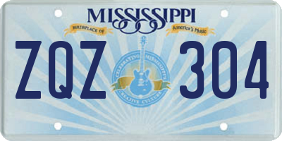 MS license plate ZQZ304