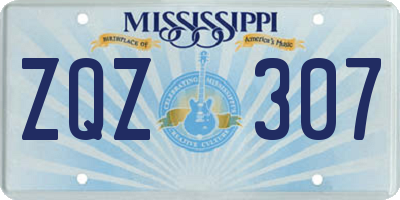 MS license plate ZQZ307