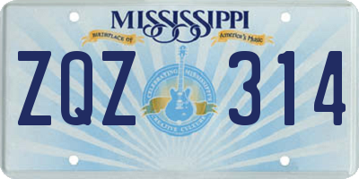 MS license plate ZQZ314