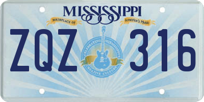 MS license plate ZQZ316