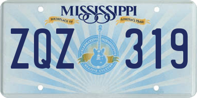 MS license plate ZQZ319