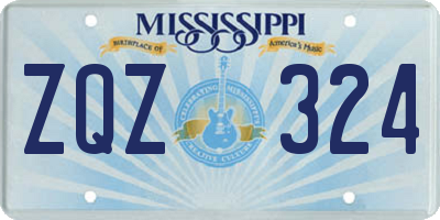 MS license plate ZQZ324
