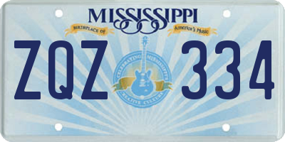 MS license plate ZQZ334