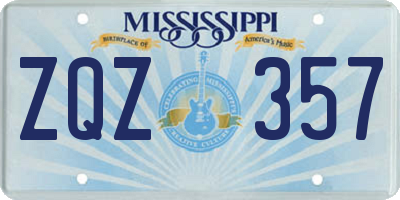 MS license plate ZQZ357