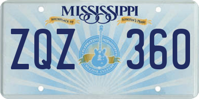 MS license plate ZQZ360