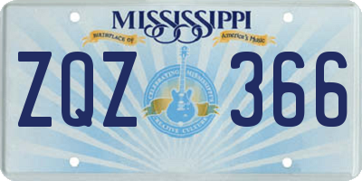 MS license plate ZQZ366