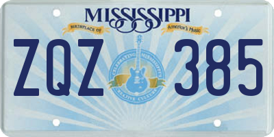 MS license plate ZQZ385