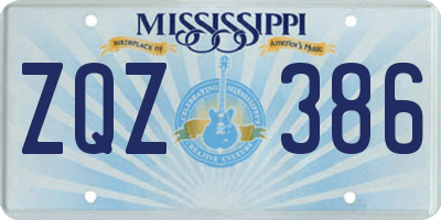 MS license plate ZQZ386
