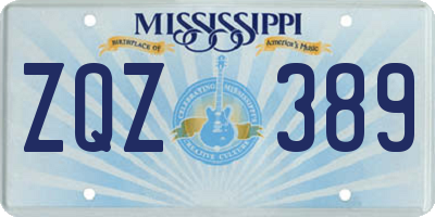 MS license plate ZQZ389