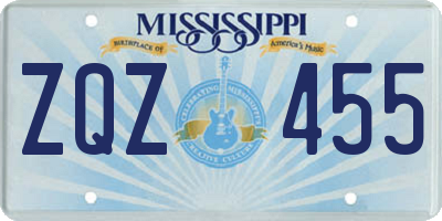 MS license plate ZQZ455
