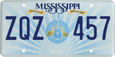 MS license plate ZQZ457