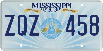 MS license plate ZQZ458