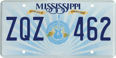 MS license plate ZQZ462