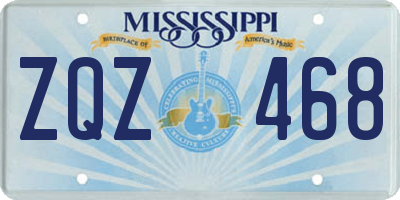 MS license plate ZQZ468