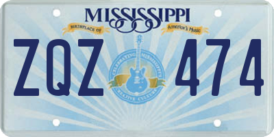 MS license plate ZQZ474
