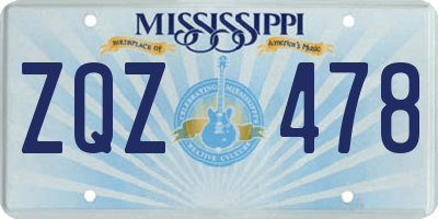 MS license plate ZQZ478