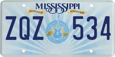 MS license plate ZQZ534