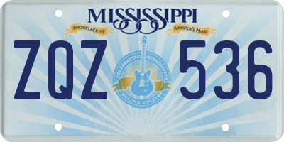 MS license plate ZQZ536