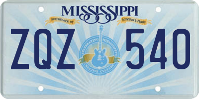 MS license plate ZQZ540
