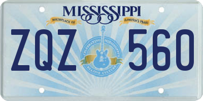 MS license plate ZQZ560