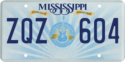 MS license plate ZQZ604