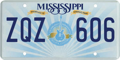 MS license plate ZQZ606
