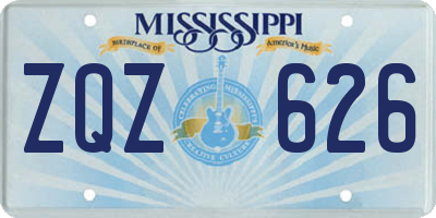 MS license plate ZQZ626