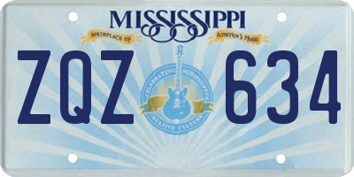 MS license plate ZQZ634