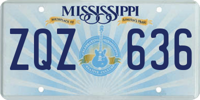 MS license plate ZQZ636