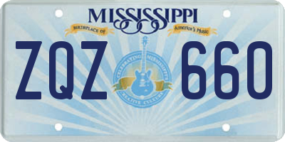 MS license plate ZQZ660