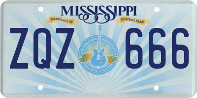 MS license plate ZQZ666