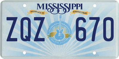 MS license plate ZQZ670