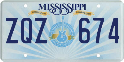 MS license plate ZQZ674