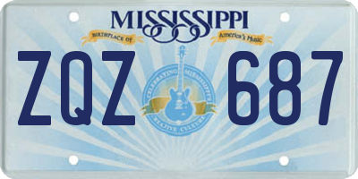 MS license plate ZQZ687