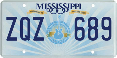 MS license plate ZQZ689