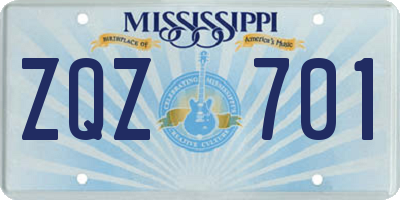 MS license plate ZQZ701
