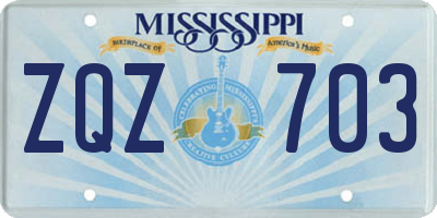 MS license plate ZQZ703