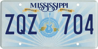 MS license plate ZQZ704