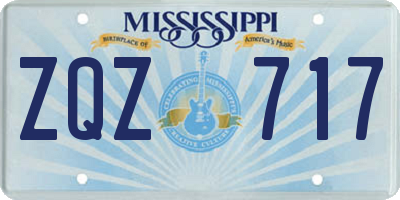 MS license plate ZQZ717